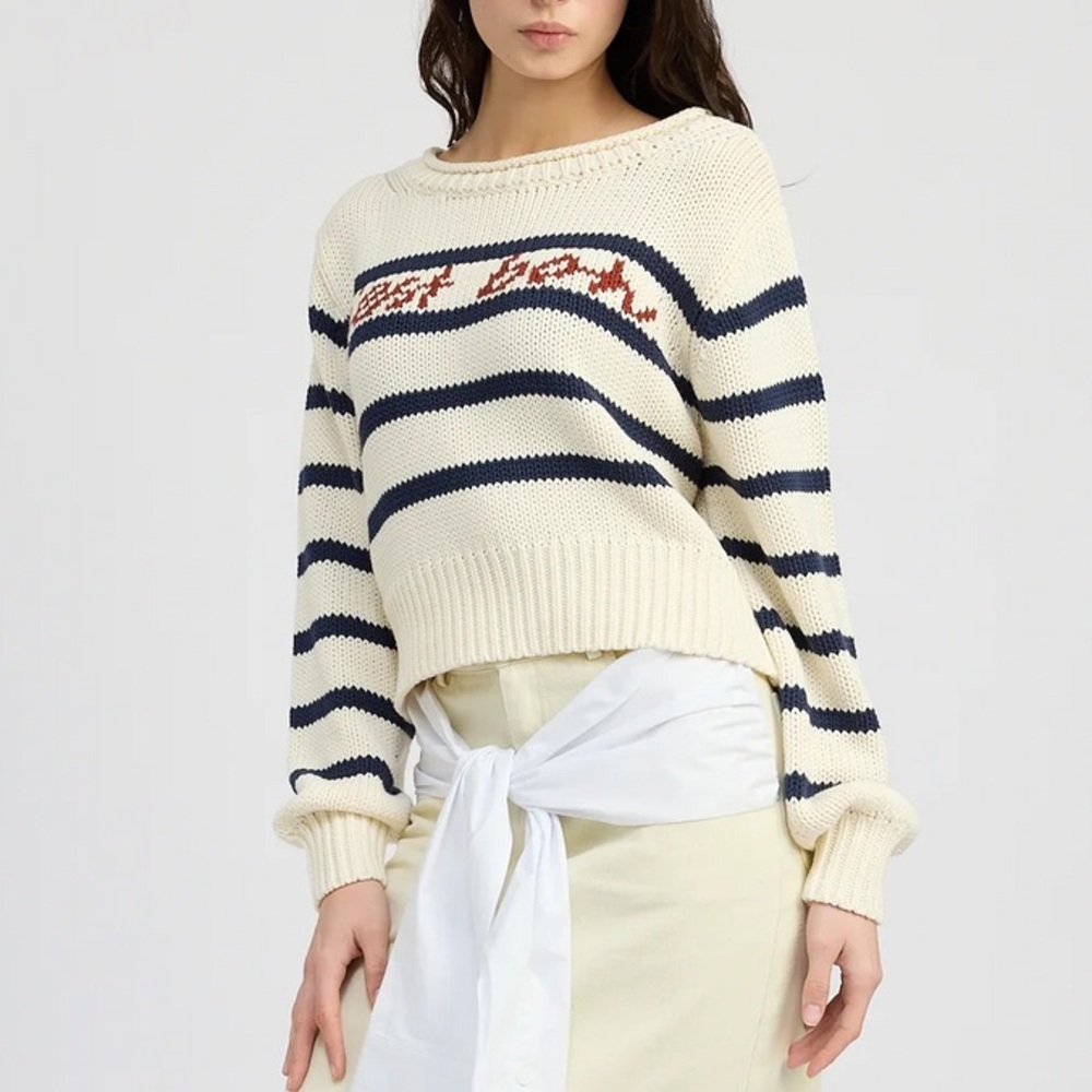 NWOT En Saison Helena Cotton Striped Sweater